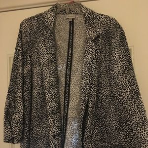 Animal Print Office Career Work Blazer Plus 18/20 by Avenue Black White Print